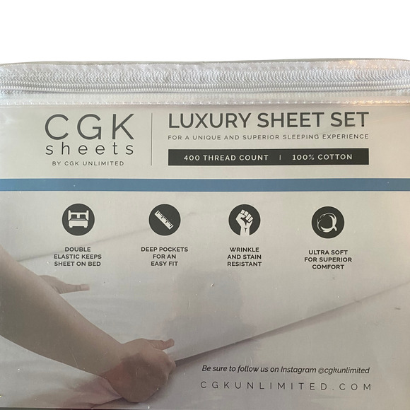 CGK Linens Luxury Bed Sheet Set TWIN 4 Pieces - Light Gray NEW - Picture 4 of 4